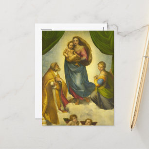 Cartão Postal De Festividades A Madonna Sistina por Raphael