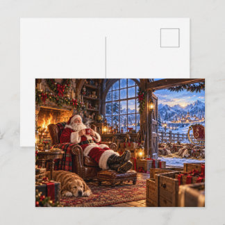 Cartão Postal De Festividades A Manhã Após o Papai Noel e as Rena do Natal