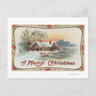 Cartão Postal De Festividades A Merry ChristmasA Country Scene