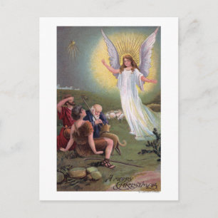 Cartão Postal De Festividades A Merry ChristmasAngel Before the Shepherds