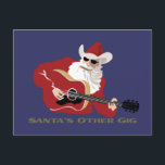Cartão Postal De Festividades A outra actuação do papai noel<br><div class="desc">Há mais aos kris Kringle do que presentes apenas da Noite de Natal e do feriado. Trave o papai noel vermelho desta música country do rockin com seus guitarra acústica,  strummin seus acordos de Yule em t-shirt e presentes.</div>