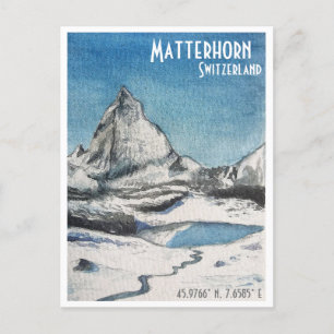 Cartão Postal De Festividades A placa de posto de Viagem da Suiça Matterhorn