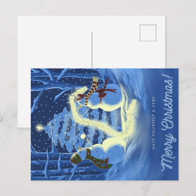 Cartão Postal De Festividades A Snowman Christmas (Frente/Verso)
