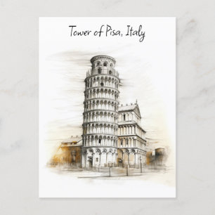 Cartão Postal De Festividades A Torre de Pisa, Itália
