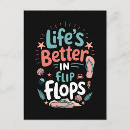 Cartão Postal De Festividades A vida é melhor em Flip Flops - Praia Tropical Div