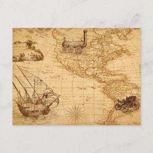 Cartão Postal De Festividades A Vintage do Mapa Americano