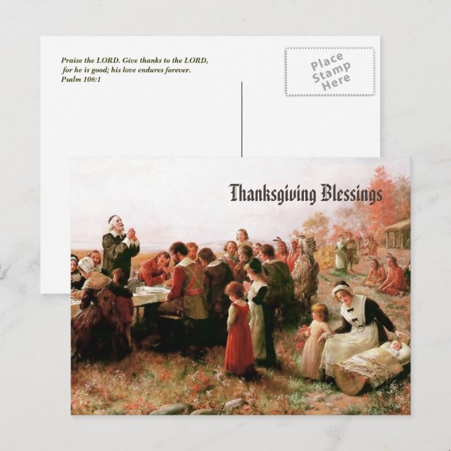 Cartão Postal De Festividades Abençoações de Ação de Graças. Belas Artes (Frente/Verso)