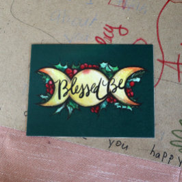 Cartão Postal De Festividades Abençoada Seja Tripla Deusa Lua Holly Yule