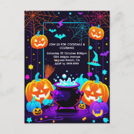 Cartão Postal De Festividades Abóbora Colorida de Halloween