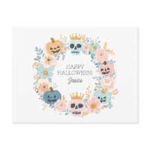Abóbora de crânio de Halloween personalizada Flora