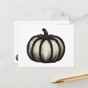 Cartão Postal De Festividades Abóbora de Tinta Minimalista - Arte de Colheita de