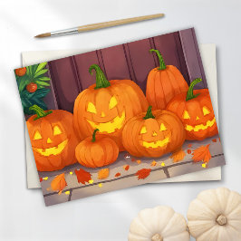 Cartão Postal De Festividades Abóboras de Halloween | Aquarela de Abóboras de Ha