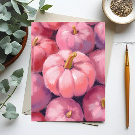 Cartão Postal De Festividades Abóboras Pastel Rosa Halloween