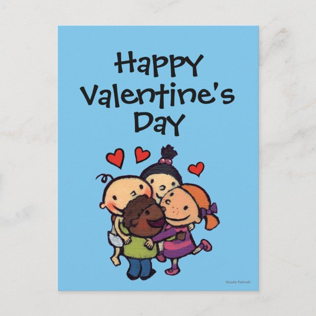 Cartão Postal De Festividades Abraço do grupo de Leslie Patricelli com amigos (Frente)