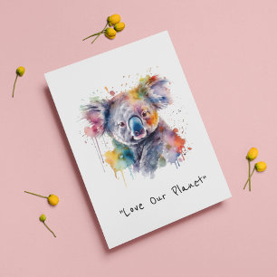 Cartão Postal De Festividades Abraços de Coala em Cor, personalizado