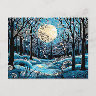 Cartão Postal De Festividades Abstração Geométrica da Floresta de inverno