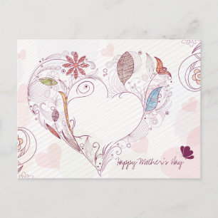 Cartão Postal De Festividades Abstract floral heart happy mother's day postcard