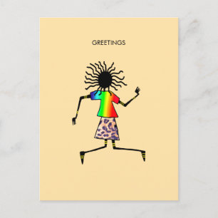 Cartão Postal De Festividades Abstrato African Art Rock Star Dance