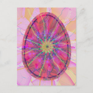 Cartão Postal De Festividades Abstrato Art Colorida Ovo Elegante Pêssego Vermelh