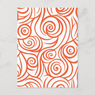Cartão Postal De Festividades Abstrato branco e laranja minimalista