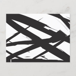 Cartão Postal De Festividades Abstrato de linha de arte branca e negra