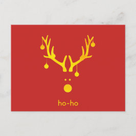 Cartão Postal De Festividades Abstrato de ouro engraçado, rena de Natal em verme