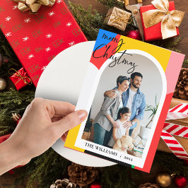 Cartão Postal De Festividades Abstrato Geométrico Foto de Padrão Feliz Natal