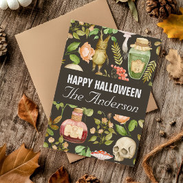 Cartão Postal De Festividades Abstrato Halloween do Flor do Cogumelo da Planta d