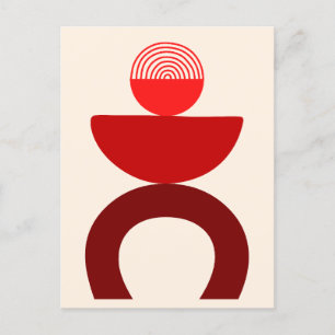 Cartão Postal De Festividades Abstrato Modern Art Geometrics Shapes Red