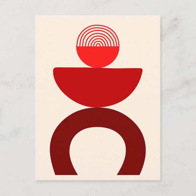 Cartão Postal De Festividades Abstrato Modern Art Geometrics Shapes Red (Frente)