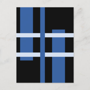 Cartão Postal De Festividades Abstrato Moderna Linhas de Arte Azul Preto