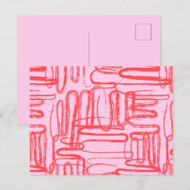 Cartão Postal De Festividades Abstrato moderno de curva cor-de-rosa ondulada