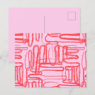Cartão Postal De Festividades Abstrato moderno de curva cor-de-rosa ondulada