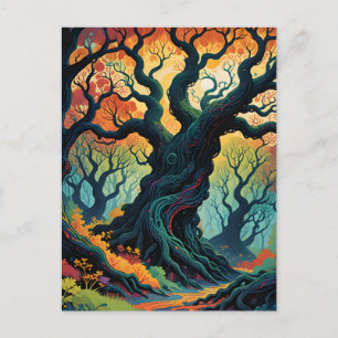 Cartão Postal De Festividades Abstrato Mystical Trees