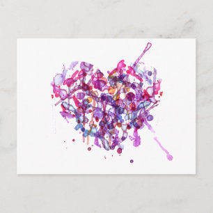 Cartão Postal De Festividades Abstrato Watercolor Heart para Dia de os namorados