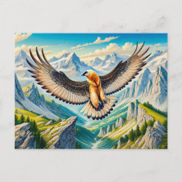 Cartão Postal De Festividades Abutre barbudo sobre os Alpes
