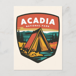 Cartão Postal De Festividades Acadia National Park Camping Emblem