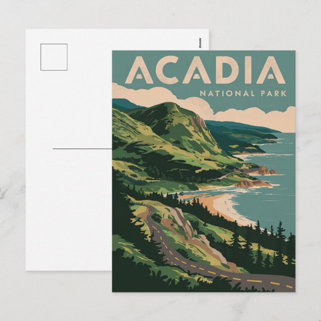 Cartão Postal De Festividades Acadia National Park Coastline (Frente/Verso)