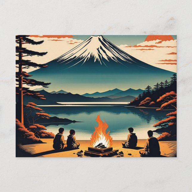 Cartão Postal De Festividades Acampamento AI Mt Fuji Japonês (Frente)