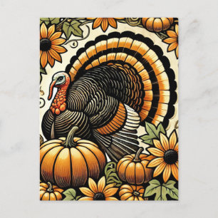 Cartão Postal De Festividades Ação de Graças à Turquia