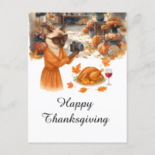Cartão Postal De Festividades Ação de Graças, Cat ama tirar fotos