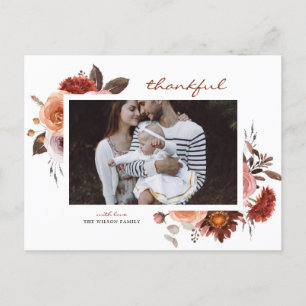 Cartão Postal De Festividades Ação de Graças da Rustic Watercolor Fall Floral Ph