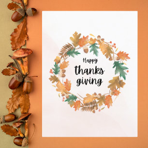 Cartão Postal De Festividades Ação de Graças do outono Minimalista