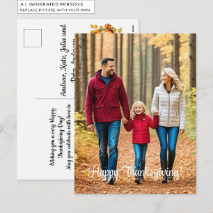 Cartão Postal De Festividades Ação de Graças Especial 1 Família Feliz