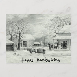 Cartão Postal De Festividades Ação de Graças Feliz a Vintage Black and White