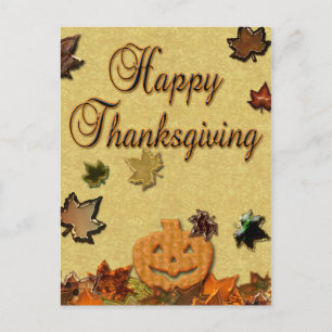 Cartão Postal De Festividades Ação de Graças Pumpkin e Folhas