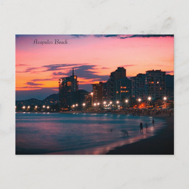 Cartão Postal De Festividades Acapulco Beach Sunset (Frente)