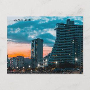 Cartão Postal De Festividades Acapulco México Skyline Night Time