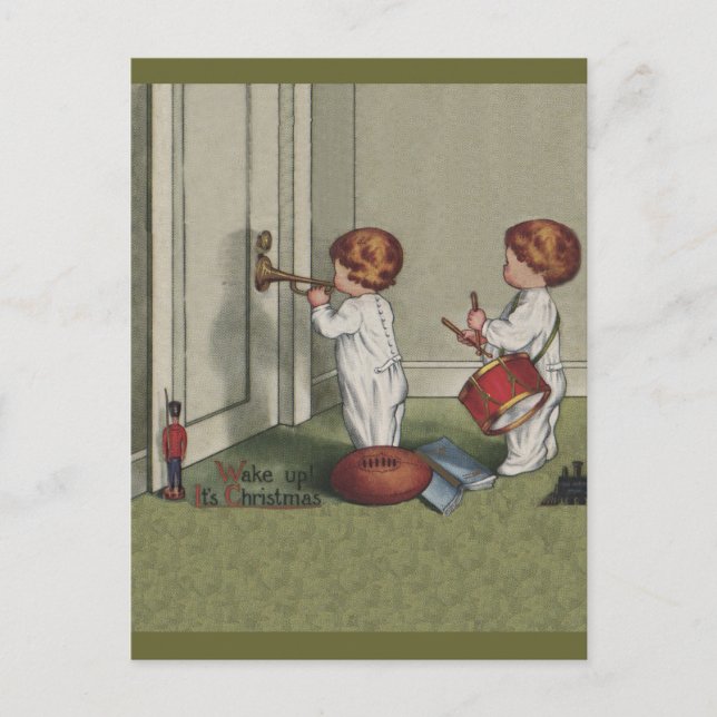 Cartão Postal De Festividades Acordar Sua linda ilustração infantil de Natal (Frente)