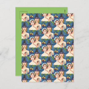 CARTÃO POSTAL DE FESTIVIDADES ADAM & EVE PILGRIMS, BIBLICAL WHIMSY AGRADECIMENTO